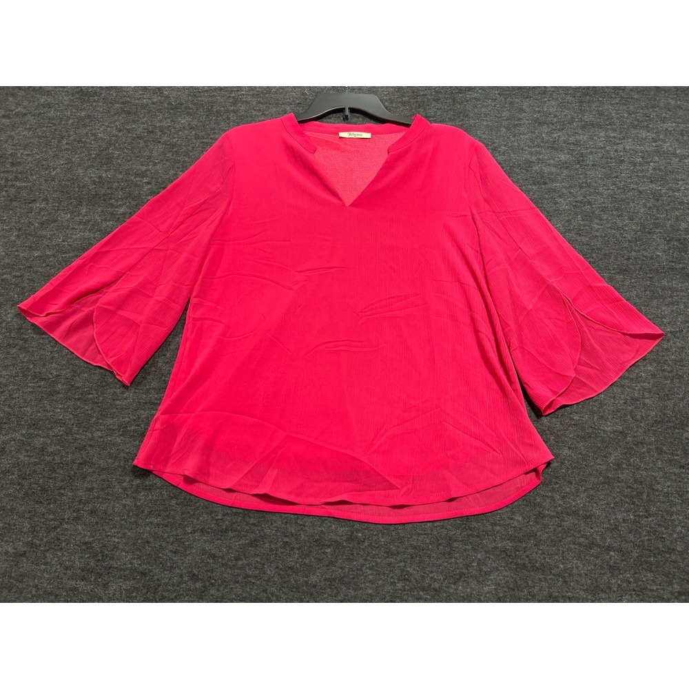 Bebonnie Blouse Women Medium Pink Tulip Bell Sleeve V-Neck Layered Whimsigoth
